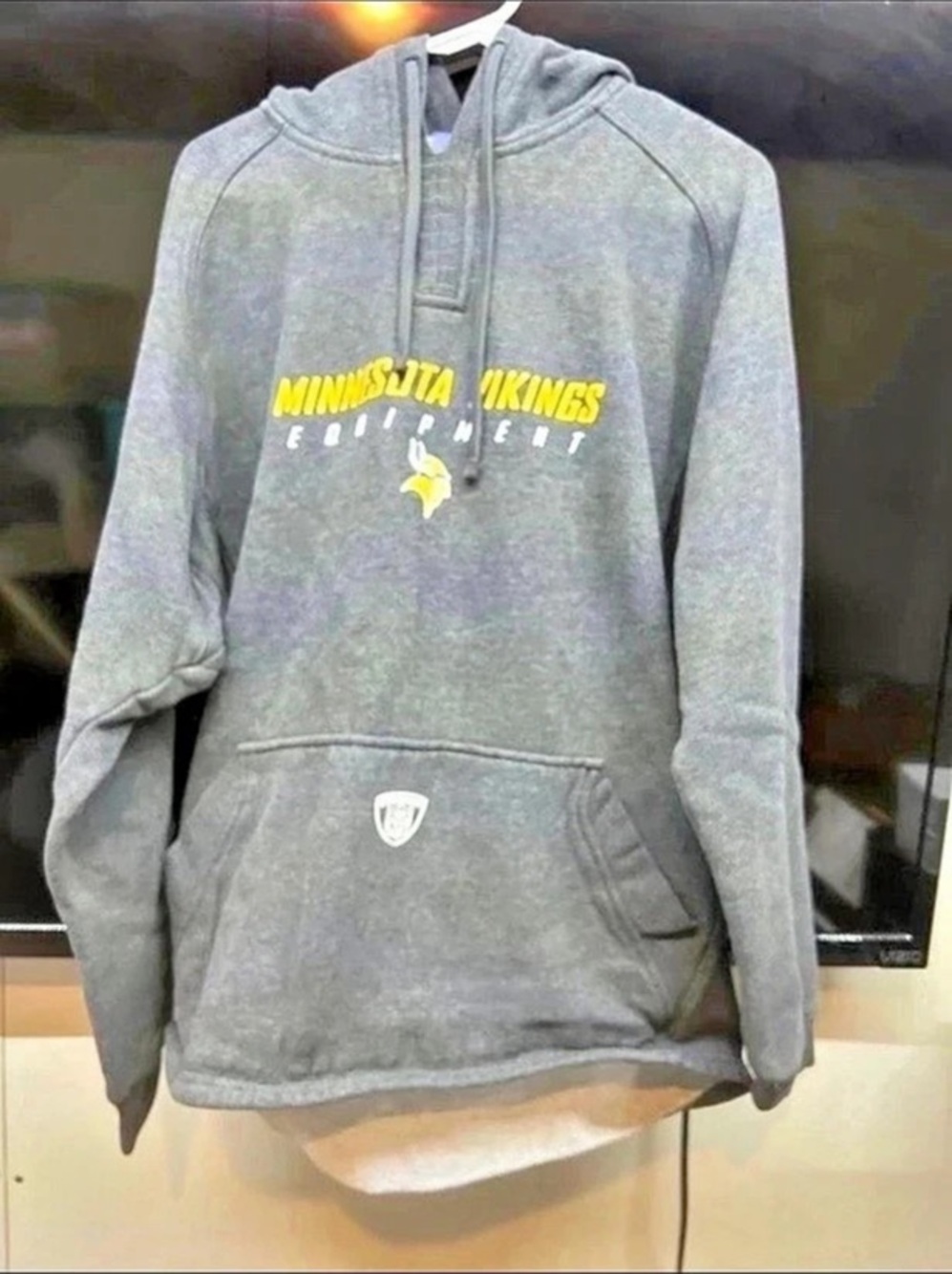Reebok NFL Equipment Minnesota Vikings Pullover Hoodie Gray Medium